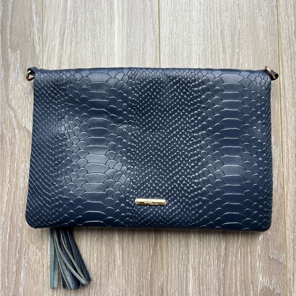 Gigi New York Navy Textured Clutch